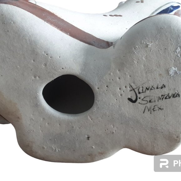 Vintage Tonala Mexican Pottery Cat Figurine. Signed. - Picture 6 of 6